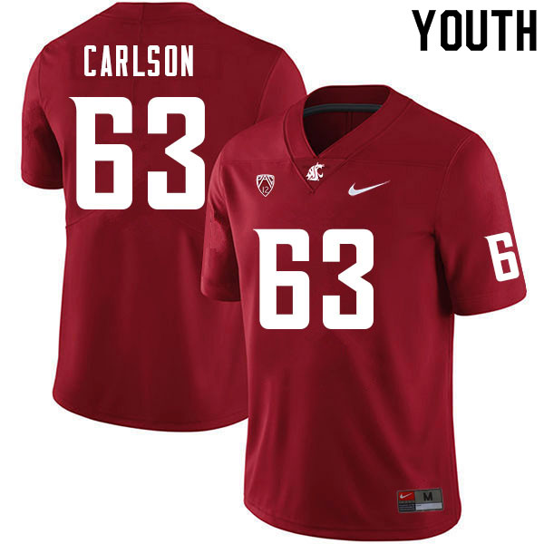 Youth #63 Carter Carlson Washington Cougars College Football Jerseys Sale-Crimson